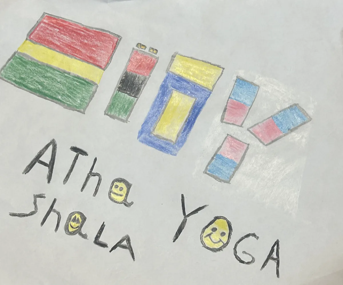Hand drawn Atha Yoga Shala studio sign